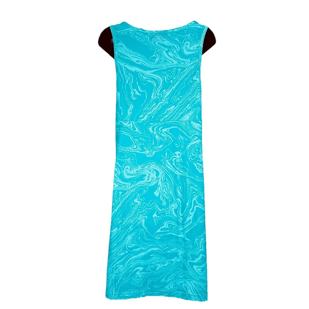Columbia Omni-Freeze Zero Turquoise Blue Swirl Sleeveless Cool Active Dress LG - Picture 3 of 8